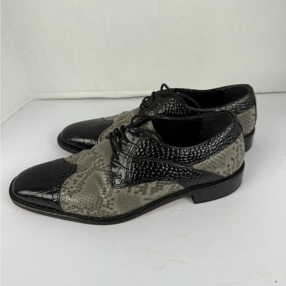 Stacy Adams Black and Gray Snakeskin Oxfords main image 4